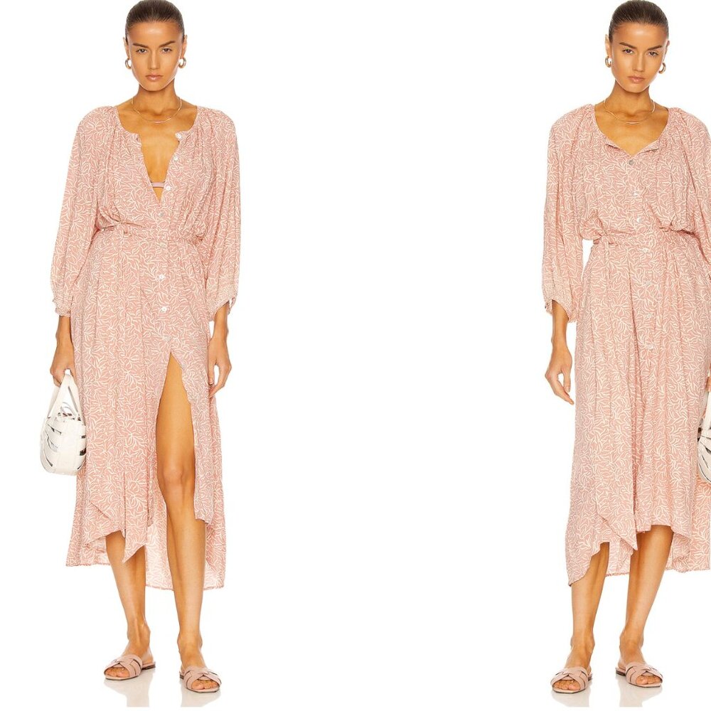 NWT Natalie Martin Alex Midi/Maxi With Sash in Coral Blush size Small